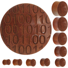Load image into Gallery viewer, Organic Sawo Wood Binary Code Saddle Plug
