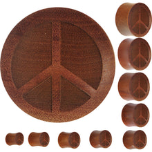 Load image into Gallery viewer, Organic Sawo Wood Peace Sign Saddle Plug
