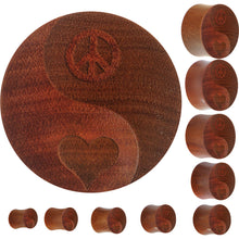 Load image into Gallery viewer, Organic Sawo Wood Yin-Yang Peace-Love Saddle Plug
