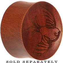 Load image into Gallery viewer, Organic Sawo Wood Sailor's Swallow Bird Saddle Plug
