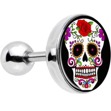 Load image into Gallery viewer, 16G Flowering White Sugar Skull Tragus Cartilage Earring
