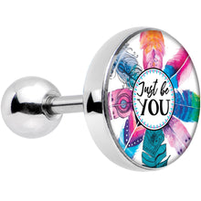Load image into Gallery viewer, 16G 1/4 Watercolor Just Be You Feathers Tragus Cartilage Earring

