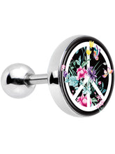 Load image into Gallery viewer, 16G 1/4 Floral Peace Sign Tragus Cartilage Earring
