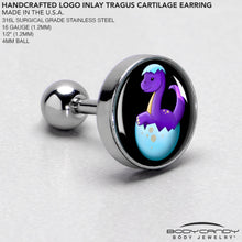 Load image into Gallery viewer, 16G 1/4 Baby Dinosaur Cartilage Tragus Earring by Onyx O
