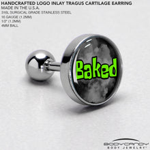 Load image into Gallery viewer, 16G 1/4 Logo Baked Stoner Tragus Cartilage Earring by Onyx O

