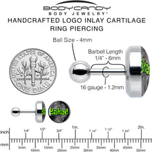 Load image into Gallery viewer, 16G 1/4 Logo Baked Stoner Tragus Cartilage Earring by Onyx O
