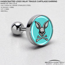 Load image into Gallery viewer, 16G 1/4 Bunny and Crossbones Tragus Cartilage Earring by Onyx O
