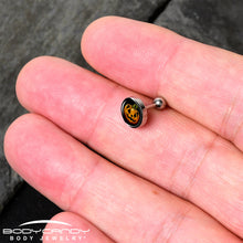 Load image into Gallery viewer, 16G 1/4  Pumpkin Cat Jack-O-Lantern Tragus Cartilage Earring by Onyx O
