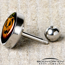 Load image into Gallery viewer, 16G 1/4  Pumpkin Cat Jack-O-Lantern Tragus Cartilage Earring by Onyx O
