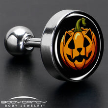 Load image into Gallery viewer, 16G 1/4  Pumpkin Cat Jack-O-Lantern Tragus Cartilage Earring by Onyx O
