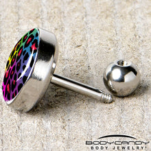 Load image into Gallery viewer, 16G 1/4 Rainbow Cheetah Print Cartilage Tragus Earring by Onyx O
