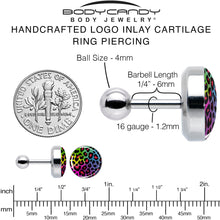 Load image into Gallery viewer, 16G 1/4 Rainbow Cheetah Print Cartilage Tragus Earring by Onyx O
