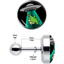 Load image into Gallery viewer, 16G 1/4 Alien UFO Dinosaur Abduction Cartilage Tragus Earring by Onyx O
