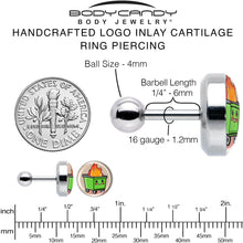 Load image into Gallery viewer, 16G 1/4 Dumpster Fire Tragus Cartilage Earring by Onyx O
