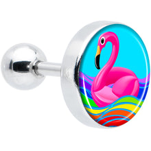Load image into Gallery viewer, 16G 1/4 Rainbow Sea Floating Flamingo Cartilage Tragus Earring by Onyx O
