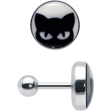 Load image into Gallery viewer, 16G Glow in the Dark Peeking Black Cat Tragus Cartilage Earring by Onyx O
