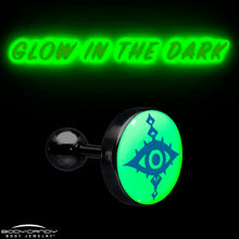 Load image into Gallery viewer, 16G 1/4 Glow in the Dark Evil Eye Tragus Cartilage Earring by Onyx O
