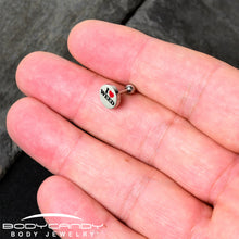 Load image into Gallery viewer, 16G 1/4 Glow in the Dark I Love Weed Tragus Cartilage Earring by Onyx O

