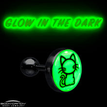 Load image into Gallery viewer, 16G 1/4 Glow in the Dark Kitty Cat Tragus Cartilage Earring by Onyx O
