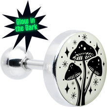 Load image into Gallery viewer, 16G 1/4 Glow in the Dark Mystic Mushroom Tragus Cartilage Earring by Onyx O
