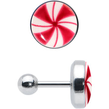 Load image into Gallery viewer, 16G Glow in the Dark Holiday Peppermint Candy Tragus Cartilage Earring by Onyx O
