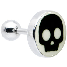 Load image into Gallery viewer, 16G 1/4 Glow in the Dark Simple Skull Tragus Cartilage Earring by Onyx O
