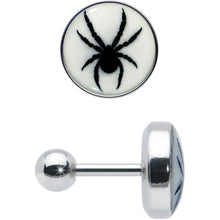 Load image into Gallery viewer, 16G Glow in the Dark Black Widow Spider Tragus Cartilage Earring by Onyx O
