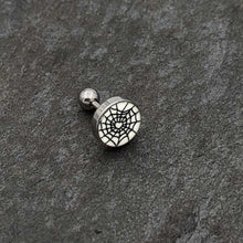 Load image into Gallery viewer, 16G 1/4 Glow in the Dark Heart Spider Web Cartilage Tragus Earring
