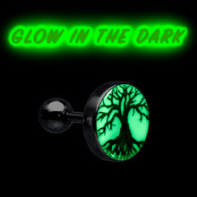 Load image into Gallery viewer, 16G Glow in the Dark Tree of Life Tragus Cartilage Earring by Onyx O
