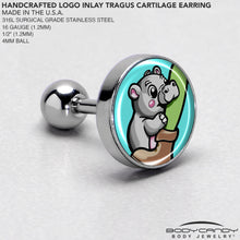 Load image into Gallery viewer, 16G 1/4 Cute Biting Baby Hippo Cartilage Tragus Earring

