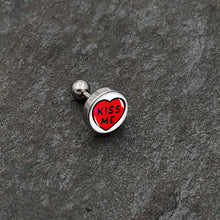 Load image into Gallery viewer, 16G 1/4 Kiss Me Candy Heart Cartilage Tragus Earring by Onyx O
