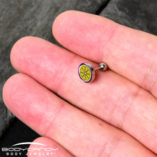 Load image into Gallery viewer, 16G 1/4 Yellow Slice of Lemon Tragus Cartilage Earring by Onyx O
