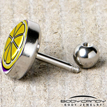 Load image into Gallery viewer, 16G 1/4 Yellow Slice of Lemon Tragus Cartilage Earring by Onyx O
