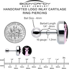 Load image into Gallery viewer, 16G 1/4 Pink Happy Llama Cartilage Tragus Earring by Onyx O
