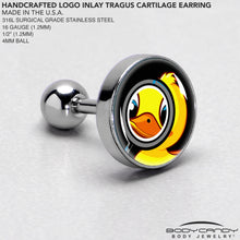 Load image into Gallery viewer, 16G 1/4 Magnified Yellow Duck Cartilage Tragus Earring by Onyx O
