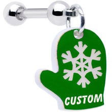Load image into Gallery viewer, Custom Holiday Mitten Personalized Dangle Barbell Cartilage Earring
