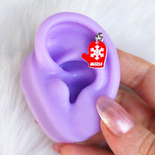 Load image into Gallery viewer, Custom Holiday Mitten Personalized Dangle Barbell Cartilage Earring
