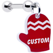 Load image into Gallery viewer, Custom Holiday Mitten Personalized Dangle Barbell Cartilage Earring
