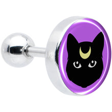 Load image into Gallery viewer, 16G 1/4 Black Mystic Kitty Cat Tragus Cartilage Earring by Onyx O
