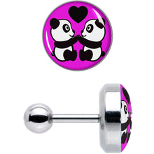 Load image into Gallery viewer, 16G 1/4 Panda Love Cartilage Tragus Earring by Onyx O
