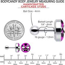 Load image into Gallery viewer, 16G 1/4 Panda Love Cartilage Tragus Earring by Onyx O
