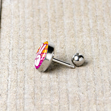 Load image into Gallery viewer, 16G 1/4 Retro Stripes Peace Sign Fingers Cartilage Tragus Earring by Onyx O
