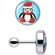 Load image into Gallery viewer, 16G 1/4 Snowfall Holiday Penguin Tragus Cartilage Earring by Onyx O
