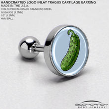 Load image into Gallery viewer, Green Pickle Tragus Cartilage Earring by Onyx O
