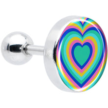 Load image into Gallery viewer, 16G 1/4 Rainbow Retro Heart Tragus Cartilage Earring by Onyx O
