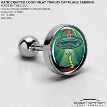 Load image into Gallery viewer, 16G 1/4 Reverse Alien UFO Abduction Tragus Cartilage Earring by Onyx O
