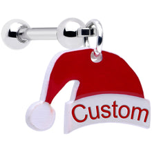 Load image into Gallery viewer, Custom Santa Hat Personalized Dangle Barbell Cartilage Earring
