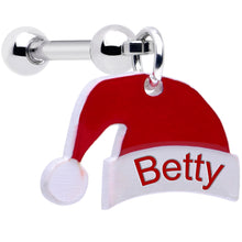 Load image into Gallery viewer, Custom Santa Hat Personalized Dangle Barbell Cartilage Earring
