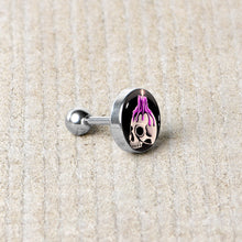 Load image into Gallery viewer, 16G 1/4 Burning Skull Candle Cartilage Tragus Earring by Onyx O
