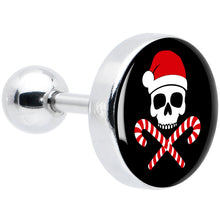 Load image into Gallery viewer, 16G 1/4 Santa Pirate Candy Cane Tragus Cartilage Earring by Onyx O
